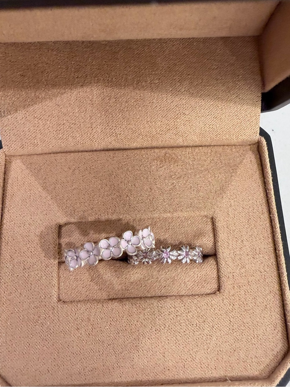 New 925 Sterling Silver Floral Stackable Ring Set - Size 6
